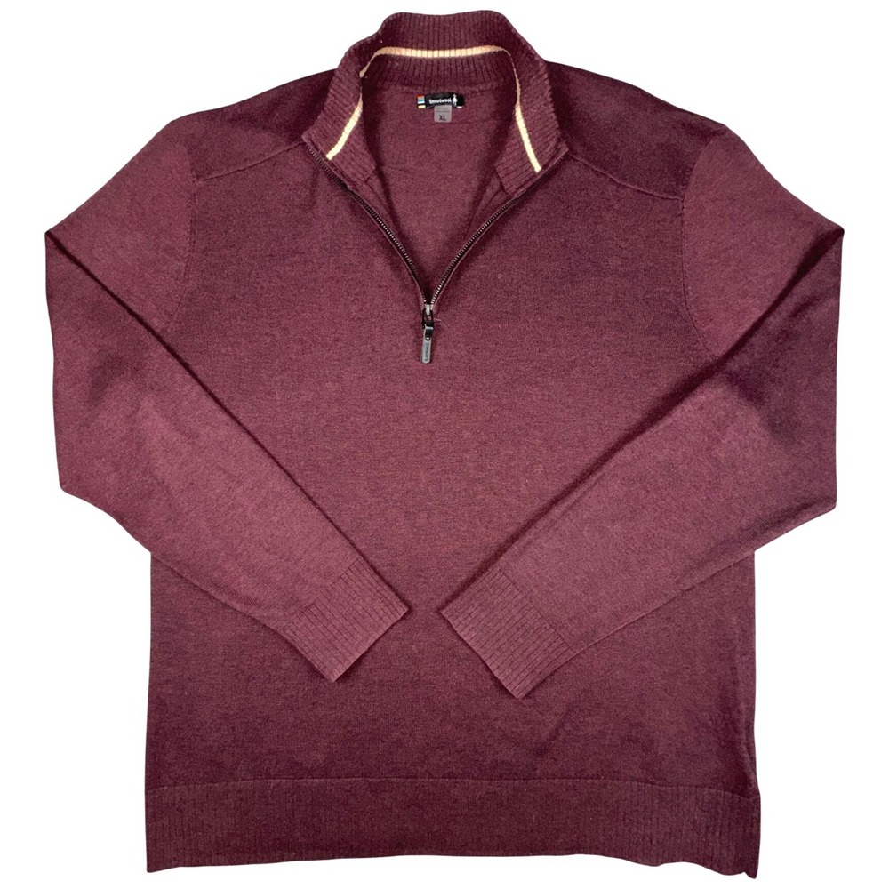Smartwool Sparwood 1/4 Zip Sweater Men's XL Burgundy Merino Wool Blend Gorpcore